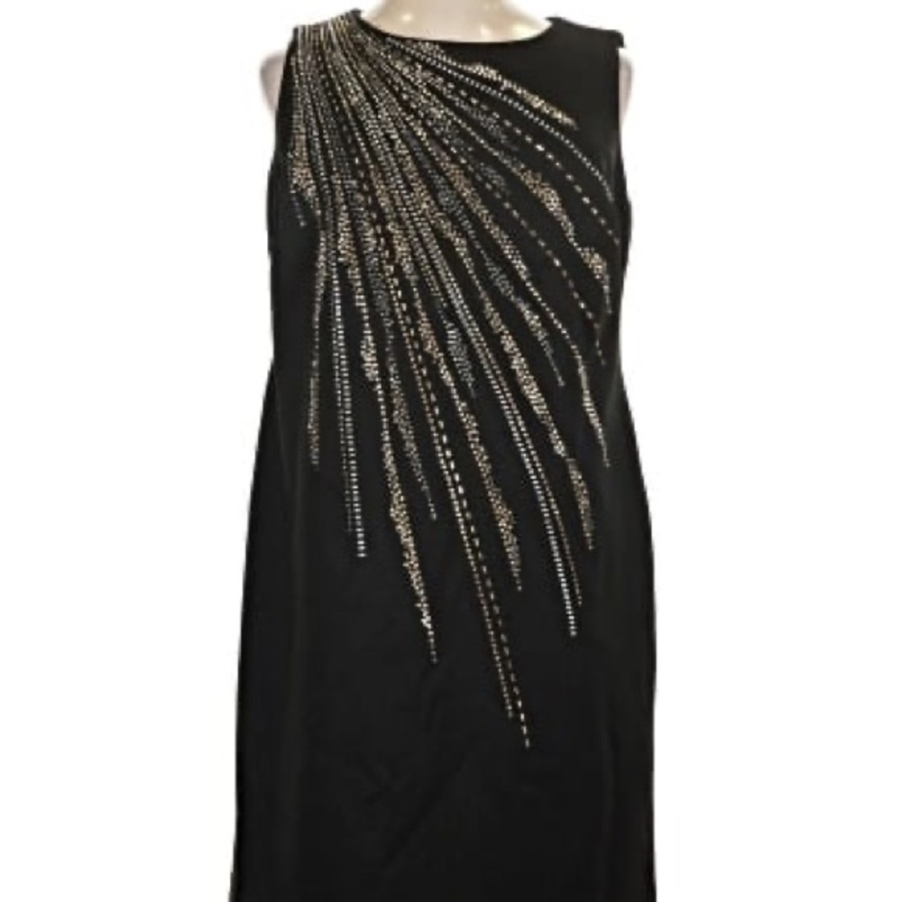 Calvin Klein Black Dress with Gold Accents